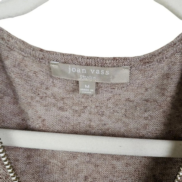 Joan Vass Heather Gray Oversized Knit Sweater 1/2 Zip Dolman Sleeves Size Medium - Picture 4 of 10